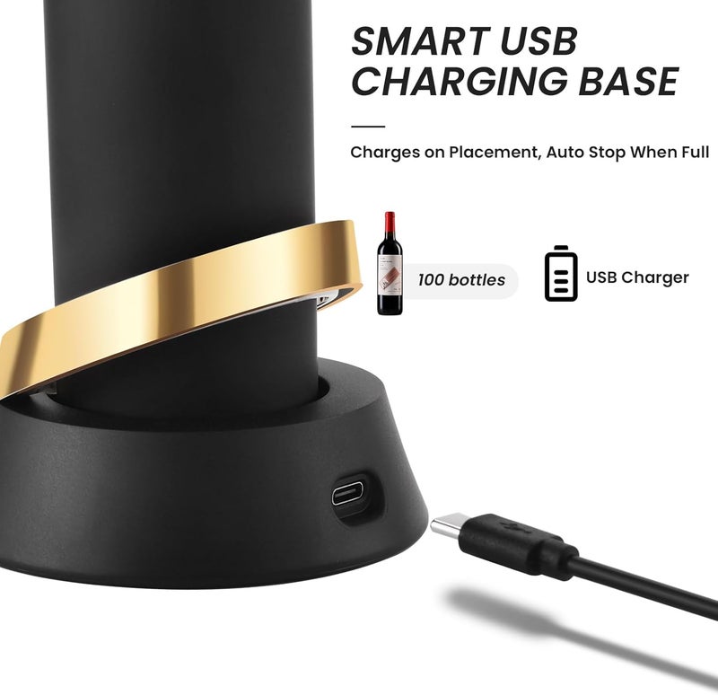 BLUBYEES Electric Wine Bottle Opener with Charging Base & Built-in Foil Cutter – Rechargeable Intelligent Touch-Activated Automatic Corkscrew – Luxury Christmas Wine Gifts for Women, Men, Seniors - Image 5